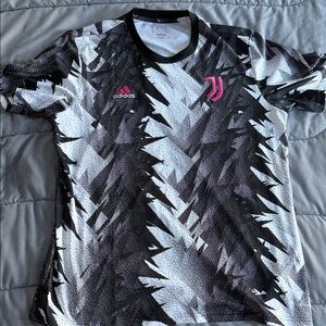 Adidas Juventus Monochrome Graphic Training Jersey with Pink Accents